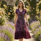 🌸2026 HOT SALE🔥-50%✨ Vintage Maxi Jurk 👗 Elegante V-hals & uniek kleurverloop