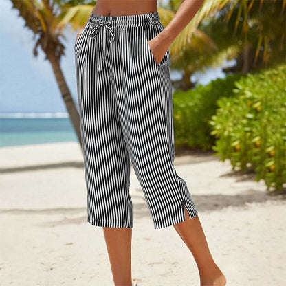 👖🔥 50% KORTING | Gestreepte Capri Broek – Comfortabele Pasvorm ✨