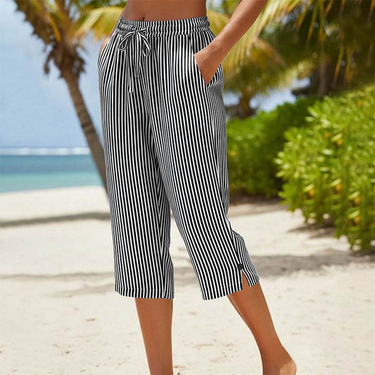 👖🔥 50% KORTING | Gestreepte Capri Broek – Comfortabele Pasvorm ✨