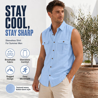 🔥50% KORTING 50K+ VERKOCHT☀️👔Heren mouwloos overhemd ademend stof zomer anti-zweet