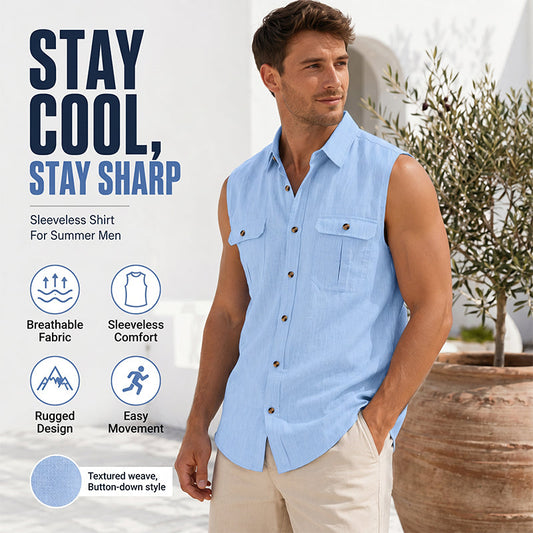 🔥50% KORTING 50K+ VERKOCHT☀️👔Heren mouwloos overhemd ademend stof zomer anti-zweet