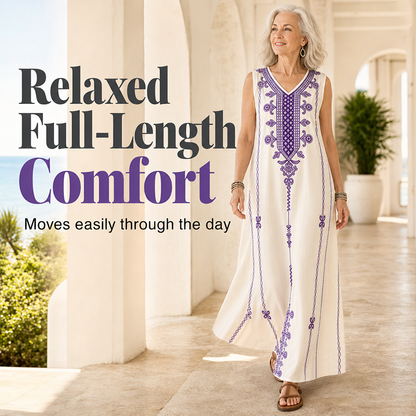 🔥 50% KORTING! 👗 Boho Maxi Jurk – Slank V-hals design & elegante print ✨XL-5XL