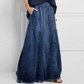 🥳 TOP TREND 👗 Denim Maxirok met Paneeldetails – Comfortabel & elegant vallend