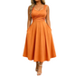 🔥50% KORTING 50K+ VERKOCHT👗Dames A-lijn midi jurk kruis taille verbergt buik en heupvet