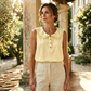🔥50% KORTING 50K+ VERKOCHT👚Dames Kantkraag Mouwloze Top ademend zomerstof flatterend silhouet