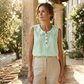 🔥50% KORTING 50K+ VERKOCHT👚Dames Kantkraag Mouwloze Top ademend zomerstof flatterend silhouet
