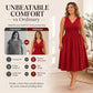 💖🥳2026 HOT SALE👗 Elegante Dames V-Hals Midi Jurk – Slankt Af & Ademend Comfort ✨