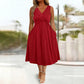 💖🥳2026 HOT SALE👗 Elegante Dames V-Hals Midi Jurk – Slankt Af & Ademend Comfort ✨
