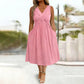 💖🥳2026 HOT SALE👗 Elegante Dames V-Hals Midi Jurk – Slankt Af & Ademend Comfort ✨