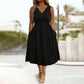 💖🥳2026 HOT SALE👗 Elegante Dames V-Hals Midi Jurk – Slankt Af & Ademend Comfort ✨