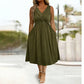 💖🥳2026 HOT SALE👗 Elegante Dames V-Hals Midi Jurk – Slankt Af & Ademend Comfort ✨