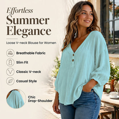 💖👚 50K+ VERKOCHT | Losse V-hals Blouse – Verbergt Buikje 🌸