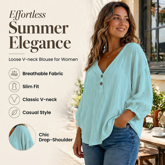 💖👚 50K+ VERKOCHT | Losse V-hals Blouse – Verbergt Buikje 🌸