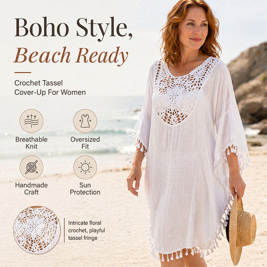 🏝️ TOP TREND 2026 🌸 50K+ SOLD Boho Strand Cover-Up – Handgemaakt Haakwerk, Franjes & Luchtig Comfort ✨