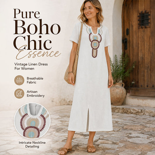 🔥50K+ VERKOCHT ⏰50% KORTING Boho geborduurde maxi jurk, ademende mengstof & ruime pasvorm ✨