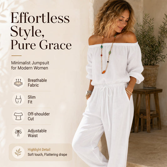 🔥 50% Korting 👗 Off Shoulder Jumpsuit Chic & Comfort