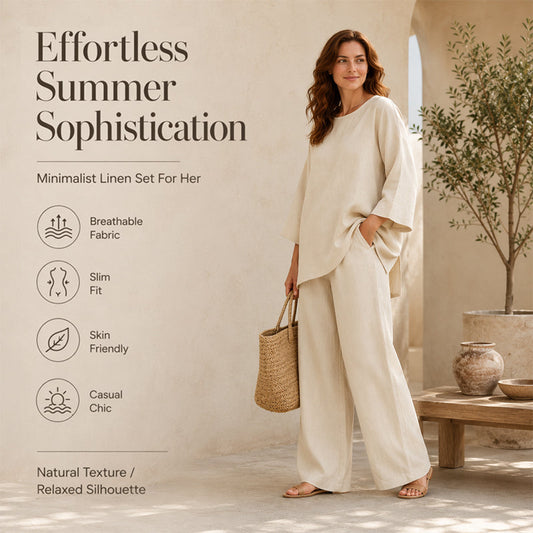 🔥 50% Korting 🌿 Linnenlook 2-Delige Set – Luchtig & Chic