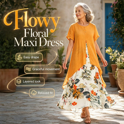 💥LIMITED TIME 50% OFF 🌸 Tweedelige Look Bloemenjurk | Losse Pasvorm & Elegante Stijl