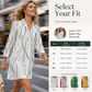 Women's Long Sleeve Printed Shirt Dress Casual Button Down Elegant Midi Dress