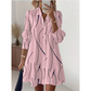 Women's Long Sleeve Printed Shirt Dress Casual Button Down Elegant Midi Dress