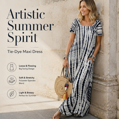🌸50% KORTING 👗 Tie-Dye Maxi Jurk – Los & Elegant