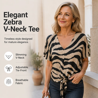 👚💥 50% KORTING! Stop met het dragen van vormeloze T‑shirts! Dit zebra‑V‑hals shirt met front‑knoopjes flatteert je figuur, verbergt je buikje en geeft je instant stijl – van werk tot terras.