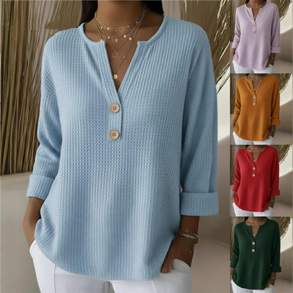🔥50% KORTING 💕 Wafel V-Hals Top – Zacht & Stijlvol ✨