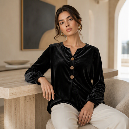 ✨ Nieuwe Collectie 50% KORTING 💕 Fluwelen Blouse – Zacht, Elegant & Comfortabel