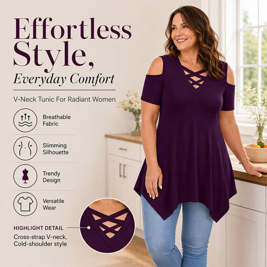 ✨✨TOPDEAL – Off-shoulder top 💕 Kruis-V-hals & losvallend