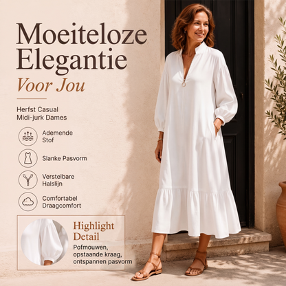 🍂 50% KORTING 💃 Halve Rits Jurk voor Dames– Comfortabel & Elegant A-lijn Design✨