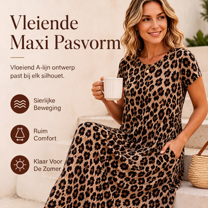 🔥 50% KORTING 👗 Luipaard Maxi-Jurk – Los & Comfortabel