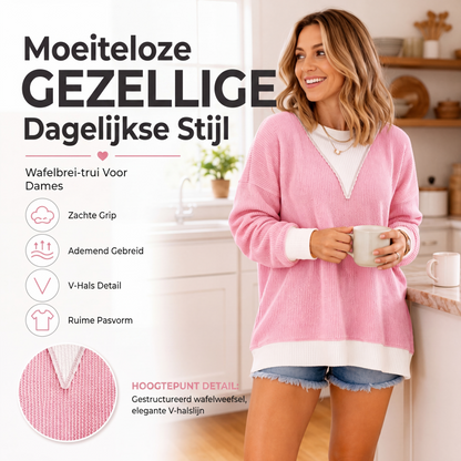 🧶 50% KORTING ✨ Wafelgebreide Damestrui – Zacht & Ademend