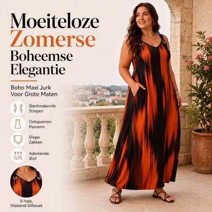 🌸 Nieuwe Collectie 👗 Dames Gestreepte Mouwloze Jurk Grote Maten – Comfortabele pasvorm & flatterende look ✨
