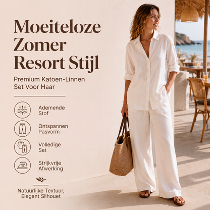 🔥 Vandaag Extra Voordelig 👚👖 Dames Casual Overhemd & Wijde Pijp Broek Set – Losse pasvorm, moeiteloos chic & comfortabel ✨