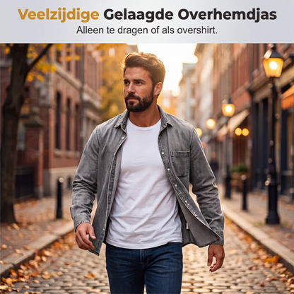✨ Nieuw & Trendy 👕 Heren Retro Gewassen Denim Shirt 🔥 stoere vintage look, comfortabel & makkelijk te combineren