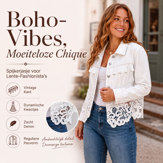 🏆 Bestseller – Nu Extra Voordelig 💃 Dames Spijkerjack met Kantstiksel ✨ Vrouwelijk design, stevige stof & zeer veelzijdig te dragen