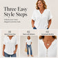 🔥 Vandaag Extra Voordelig 💃 Dames Casual Top met V‑hals, Korte Mouwen en Kreuktextuur ✨ **Ook in grote maten**, licht comfortabel zomermodel