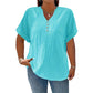 🔥 Vandaag Extra Voordelig 💃 Dames Casual Top met V‑hals, Korte Mouwen en Kreuktextuur ✨ **Ook in grote maten**, licht comfortabel zomermodel