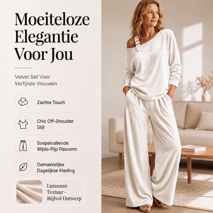 🔥 Nieuw Binnen – Nu 50% KORTING! 👗 Dames Off-Shoulder Top & Wijde Broek Set ✨ elegante uitstraling, comfortabele pasvorm & trendy complete look
