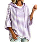 🔥 Tijdelijke Aanbieding 👕 Dames Gestreepte Hoodie met 3/4 Mouwen – Losse Pasvorm & Ultiem Comfort ✨