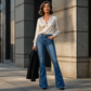 🔥 Nieuw & Trendy 👖 Dames Hoge Taille Distressed Flare Jeans ✨ trendy vintage look, flatterend silhouet & comfortabele pasvorm