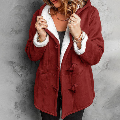 🔥 Nieuw & Trendy 🧥 Dames Suède Jas met Capuchon en Pluche Voering ✨ warme uitstraling, zachte comfort & elegante winterstijl