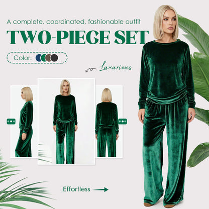 🔥 Nieuw Binnen – 50% KORTING! ✨ Dames Fluwelen 2-Delige Set met Top & Broek – Luxe Uitstraling, Zacht Comfort & Perfecte Pasvorm 💎