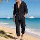 🌊 Nieuw Binnen 👕 Heren Linnen Strandoutfit Set – Ademend, Lichtgewicht & Perfect voor Zomerse Relaxte Looks ☀️