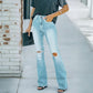 🔥 Trending Nu 👖 Dames High Waist Flare Jeans met Destroyed Details – Uniek Design, Retro Look & Flatterende Pasvorm ✨