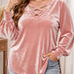 💎 Favoriet bij Klanten ✨ Dames Fluwelen Kruis V-Hals Top – Perfect voor Curvy Vrouwen, Flatterend Design & Elegante Pasvorm 🌸