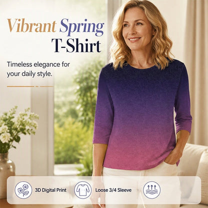 ✨ Nieuw & Trendy 👕 Dames Bedrukt T-Shirt met Ronde Hals – Unieke Print, Casual Elegante Stijl & Comfortabele Pasvorm 🌸