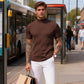 🔥 Nieuw & Trendy ✨ Heren Slim Fit T-shirt met Hoge Kraag 👕 moderne look, comfortabele pasvorm & stijlvolle uitstraling