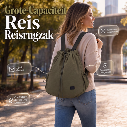 🛍️ Tijdelijke Aanbieding ✨ Dames Grote Capaciteit Trekkoord Rugzak 🎒 ruime opbergruimte, lichtgewicht comfort & stijlvolle dagelijkse tas