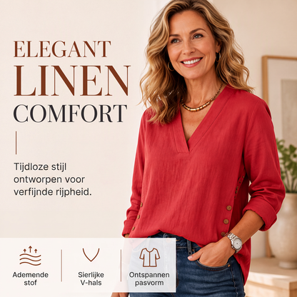 🔥 50% KORTING ✨ Dames V-Hals Casual Top – Losse Pasvorm & Ultiem Comfort 💕